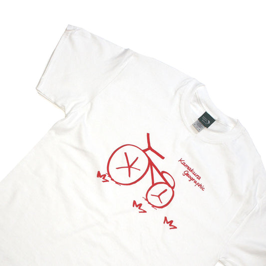 Bicycle Red WHITE | 自転車 赤プリント | Kamakura T-Shirt