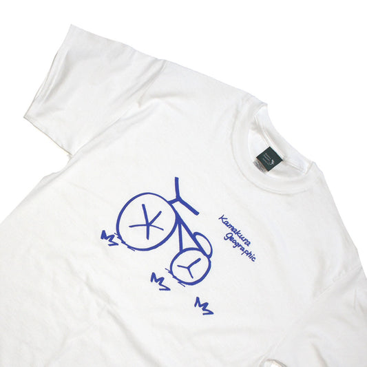 Bicycle Blue WHITE | 自転車 青プリント | Kamakura T-Shirt